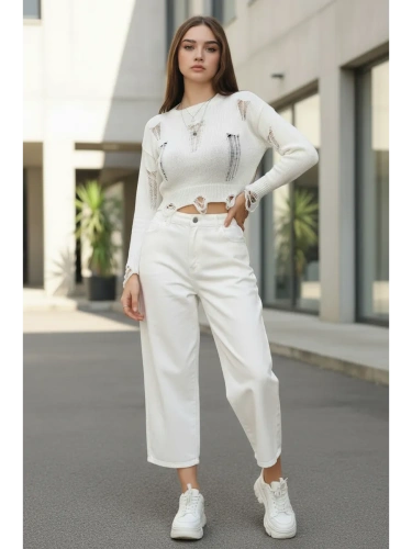 Свитер укороченный c рваным эффектом оверсайз кофта фото 3