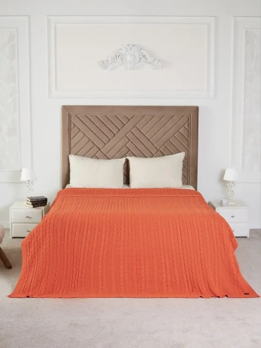 Плед 220x240 на кровать диван покрывало вязаный хлопок 100% фото 5