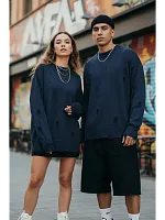 Свитер оверсайз рваный женский и мужской теплая унисекс