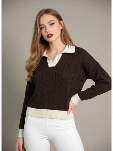 Свитер вязаный с отложным воротником фото 8