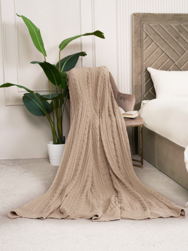 Плед 220х240 на кровать диван покрывало вязаный Хлопок 100 % фото 5