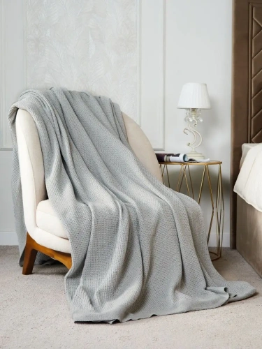 Плед 240х260 на кровать диван покрывало вязаный Хлопок 100 % фото 4