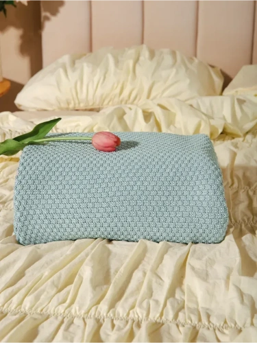 Плед 160х220 на кровать диван покрывало вязаный Хлопок 100 % фото 6