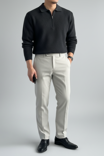 Свитер оверсайз теплый вязаный на молнии с воротником фото 2