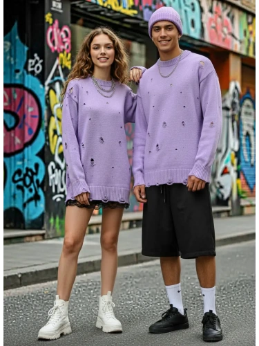 Свитер оверсайз рваный женский и мужской теплая унисекс фото 3