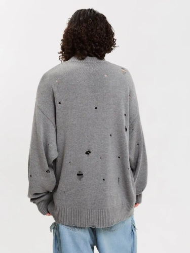 Свитер оверсайз рваный женский и мужской теплая унисекс фото 5