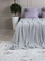 Плед 220x240 на кровать диван покрывало вязаный хлопок 100%