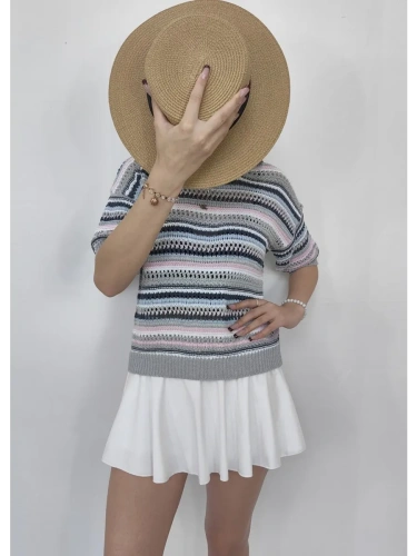 Кофта нарядная оверсайз укороченный ажурная кружевная сетка фото 3