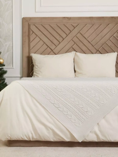 Плед 200х220 на кровать диван покрывало вязаный Хлопок 100 %