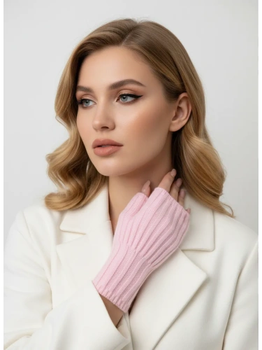 Митенки розовый теплые перчатки без пальцев y2k фото 3