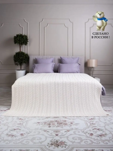 Плед 220x240 на кровать диван покрывало вязаный хлопок 100% фото 3