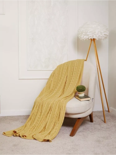 Плед 200x220 на кровать диван покрывало вязаный хлопок 100% фото 2