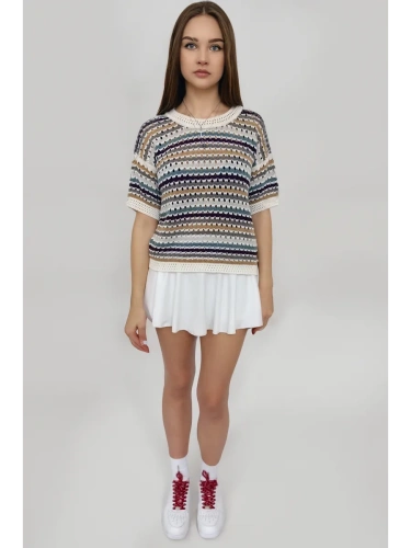 Кофта нарядная оверсайз укороченный ажурная кружевная сетка фото 2