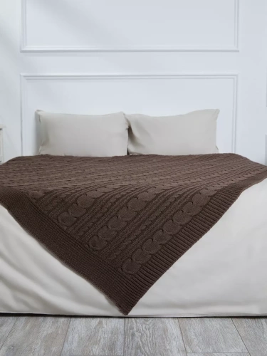 Плед 180х220 на кровать диван покрывало вязаный Хлопок 100 %