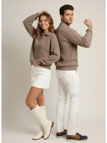 Свитер оверсайз теплый вязаный на молнии с воротником фото 5