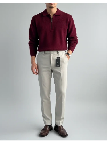 Свитер оверсайз теплый вязаный на молнии с воротником фото 2