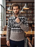 Свитер мужской на молнии теплый шерстяной