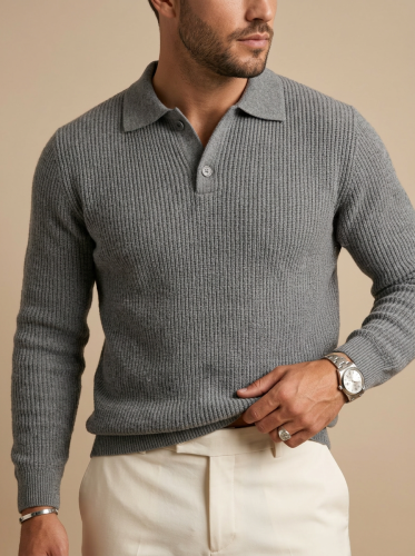 Свитер оверсайз теплый вязаный на пуговицах с воротником