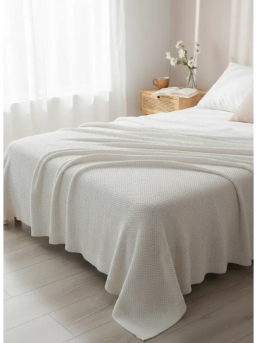 Плед 180х220 на кровать диван покрывало вязаный Хлопок 100 %