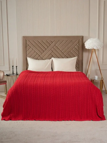 Плед 220x240 на кровать диван покрывало вязаный хлопок 100% фото 3