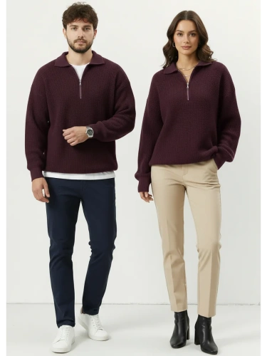 Свитер оверсайз теплый вязаный на молнии с воротником фото 11