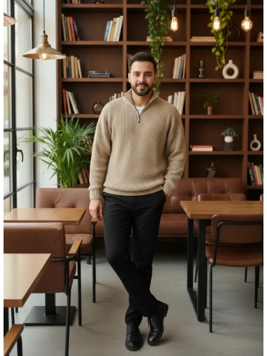 Свитер оверсайз теплый вязаный на молнии с воротником фото 3