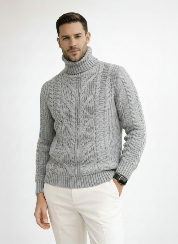 Свитер мужской с горлом теплый шерстяной фото 3