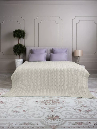 Плед 200x220 на кровать диван покрывало вязаный хлопок 100% фото 2