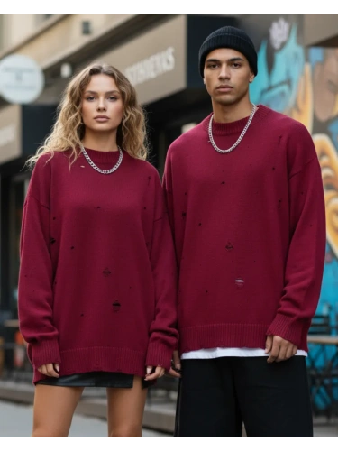 Свитер оверсайз рваный женский и мужской теплая унисекс