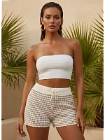 Шорты летние вязаный в полоску короткие на резинке