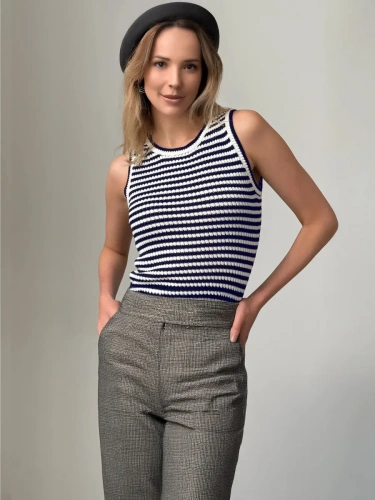Топ майка вязаный в полоску женский фото 4
