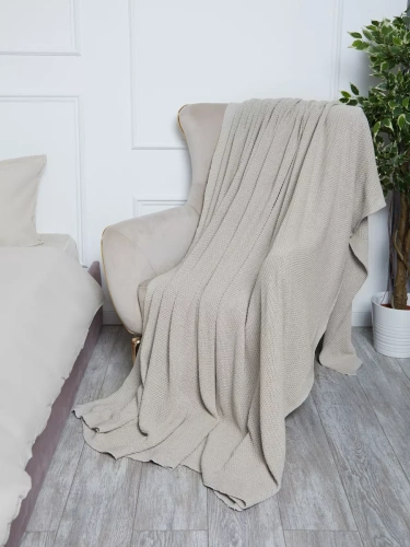 Плед 180х220 на кровать диван покрывало вязаный Хлопок 100 % фото 4