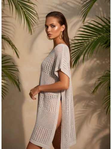 Пляжная туника накидка на купальник вязаная фото 2