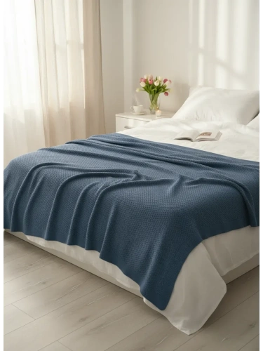 Плед 220х240 на кровать диван покрывало вязаный Хлопок 100 % фото 4