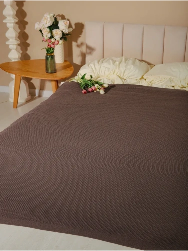 Плед 220х240 на кровать диван покрывало вязаный Хлопок 100 % фото 3