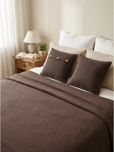 Наволочка декоративная вязаная для подушки 45 x 45 см хлопок фото 2