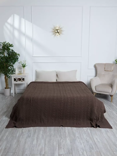 Плед 180х220 на кровать диван покрывало вязаный Хлопок 100 % фото 5