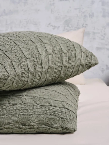 Наволочка декоративная вязаная для подушки 45 x 45 см хлопок фото 2