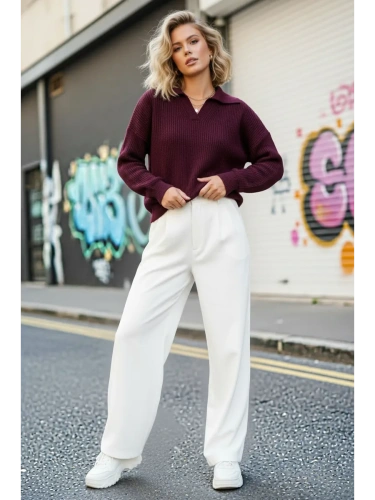 Укороченный свитер поло вязаный фото 4