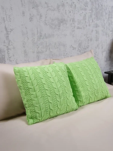 Наволочка декоративная вязаная для подушки 45 x 45 см хлопок фото 2