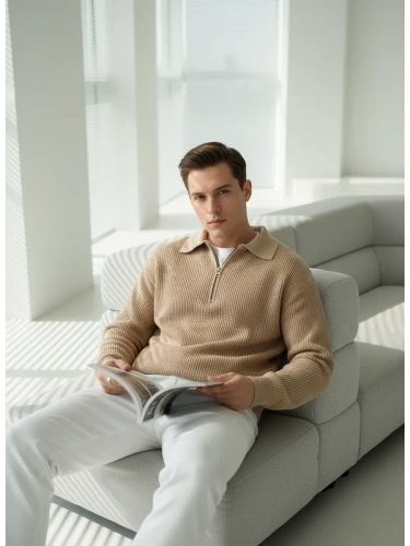 Свитер оверсайз теплый вязаный на молнии с воротником